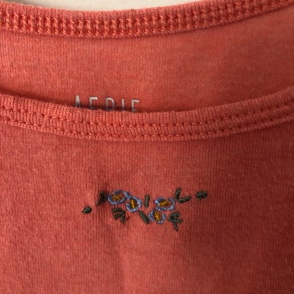 Aerie Softest Flower Embroidered Coral Tank - Picture 2 of 5